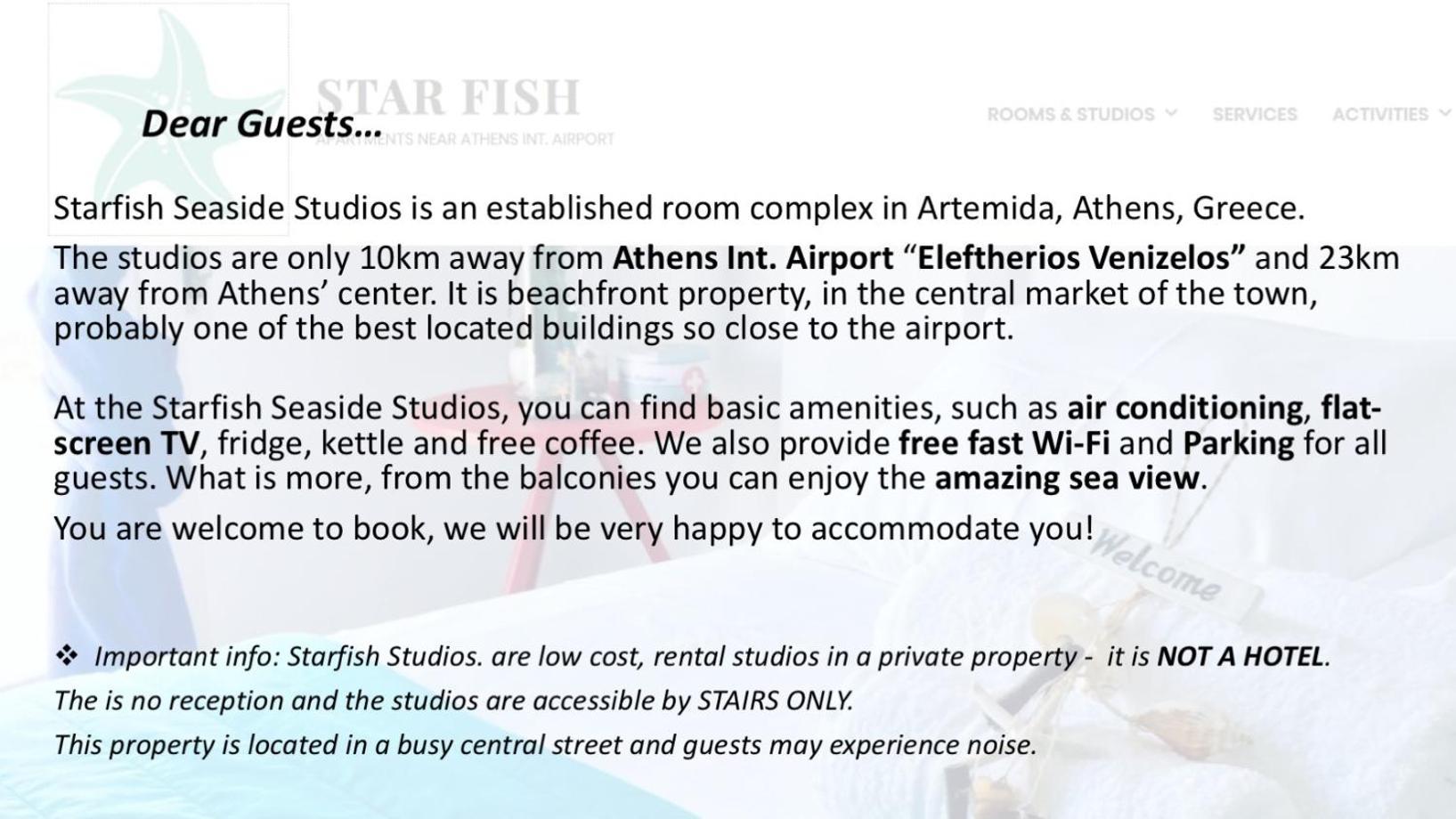 Aparthotel Starfish Seaside Studio Artemida  Exteriér fotografie